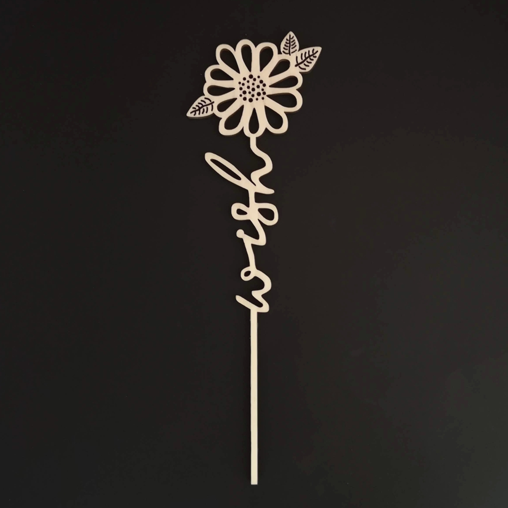 Dřevěný zápich květina - Wish, délka 28 cm