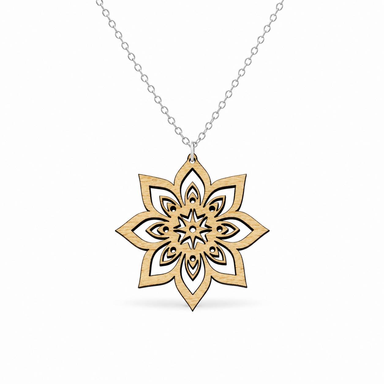Dřevěný přívěsek na krk mandala, 5 cm, český výrobek