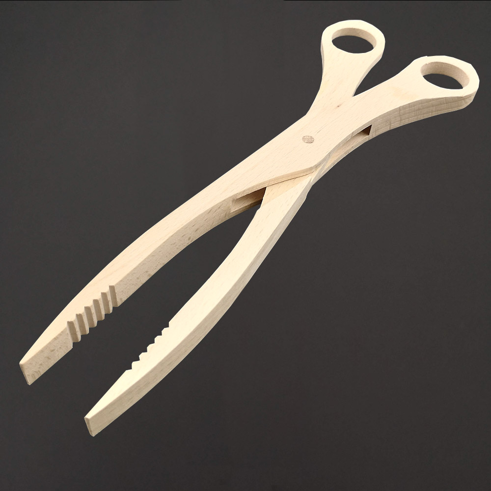 Dřevěné nůžky na grilování, masivní dřevo, délka 27 cm