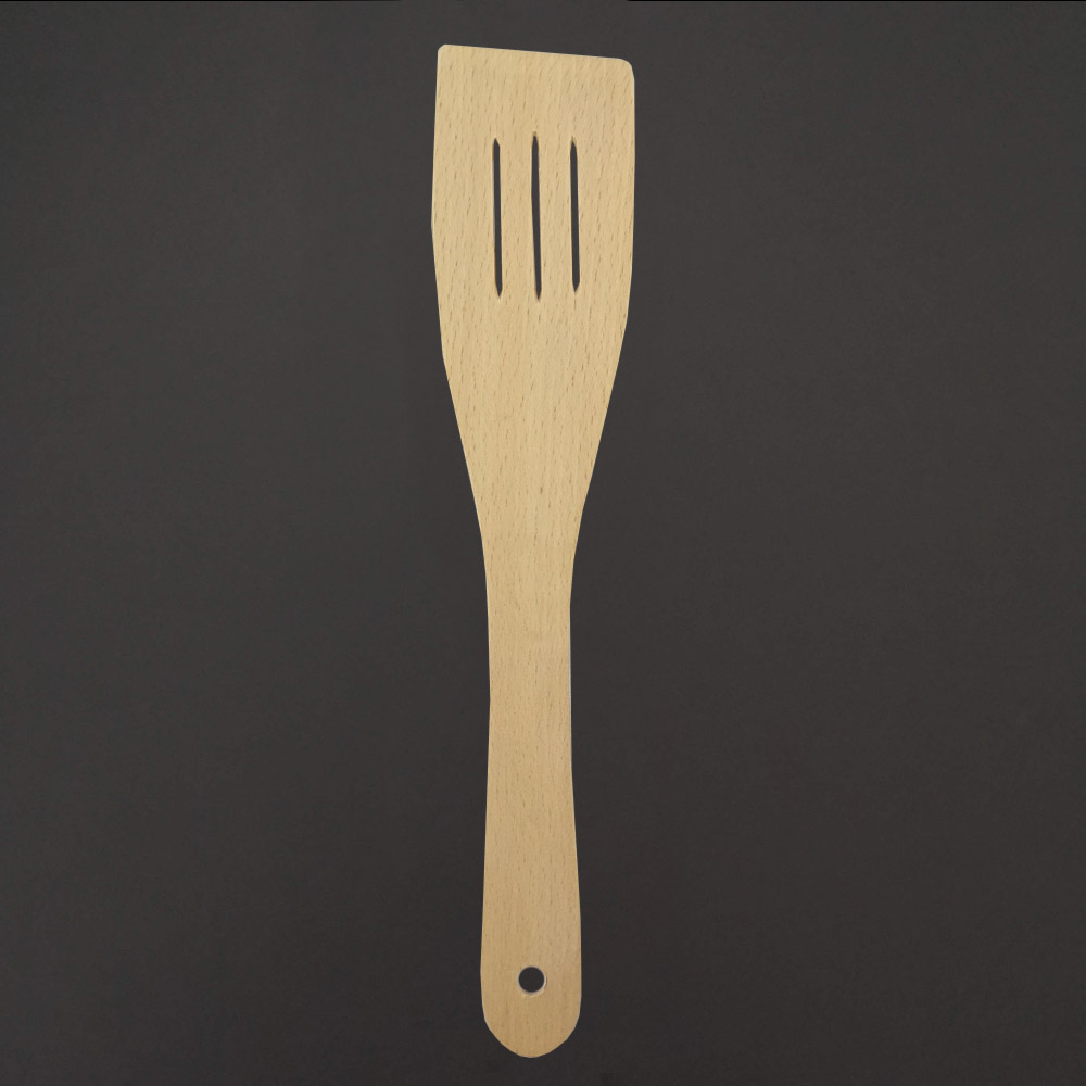 Dřevěná obracečka rovná s drážkami, masivní dřevo, 28 cm