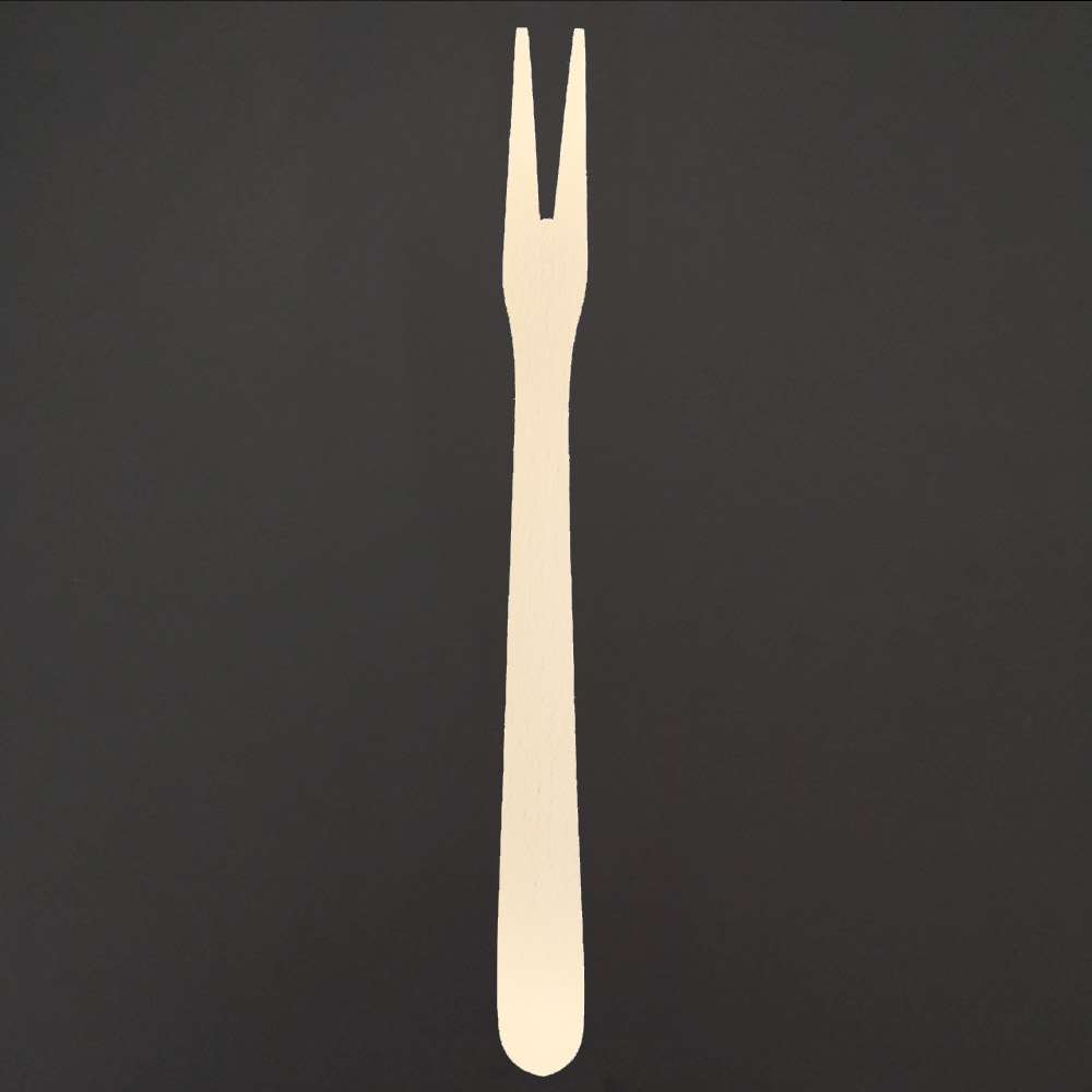 Dřevěná vidlička na grilování, masivní dřevo, 27 cm