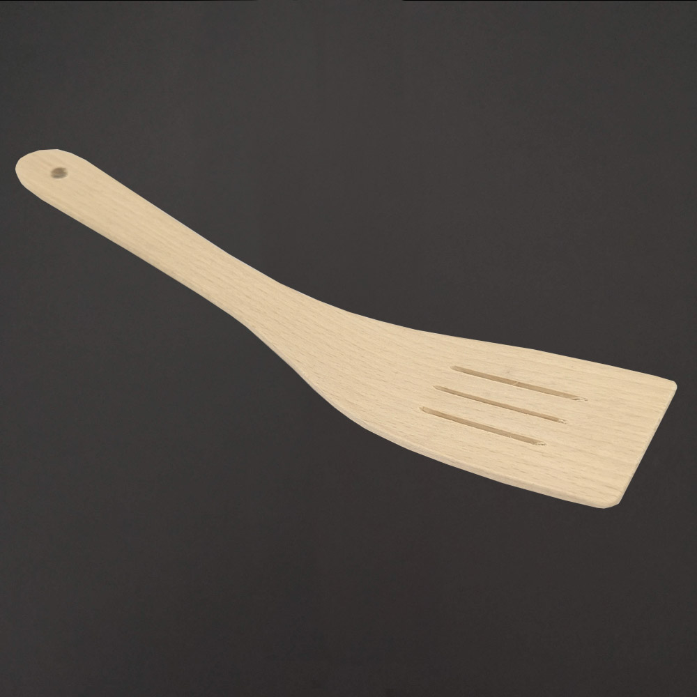 Dřevěná obracečka prohnutá s drážkami, masivní dřevo, 28 cm