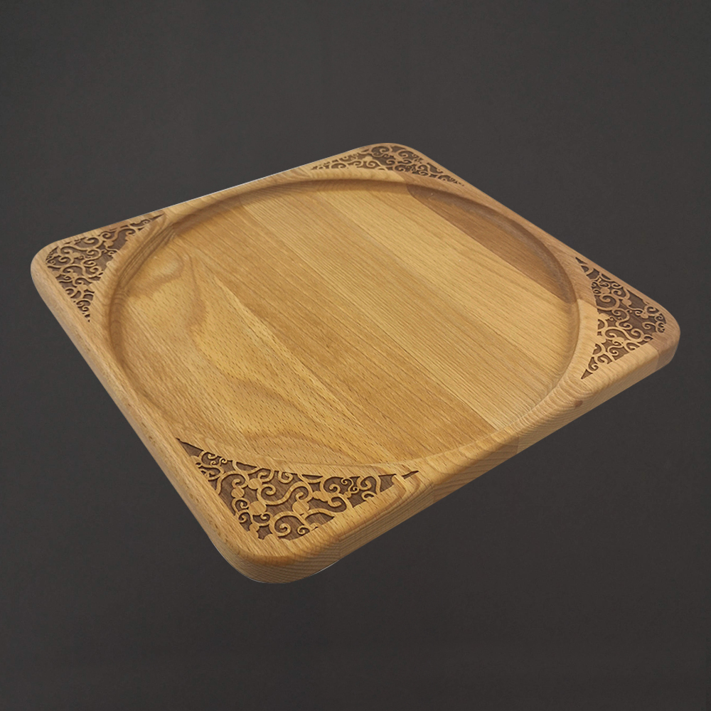 Podnos čtvercový gravír ornament, délka 30 cm, český výrobek